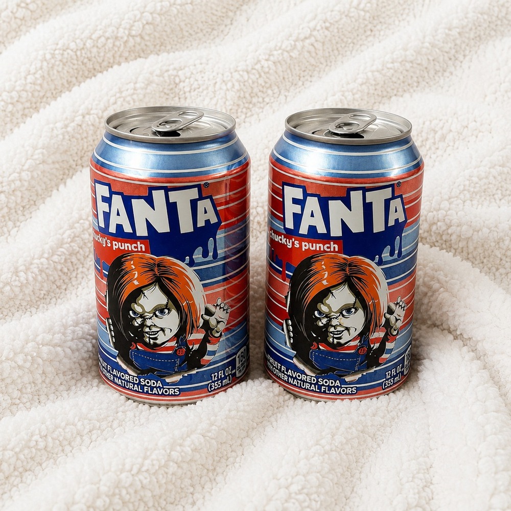 Fanta Chucky's Punch 2025 2 Empty Cans Halloween Horror Decor Collectible